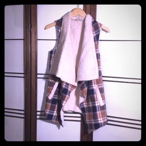NWOT Plaid Sherpa Vest